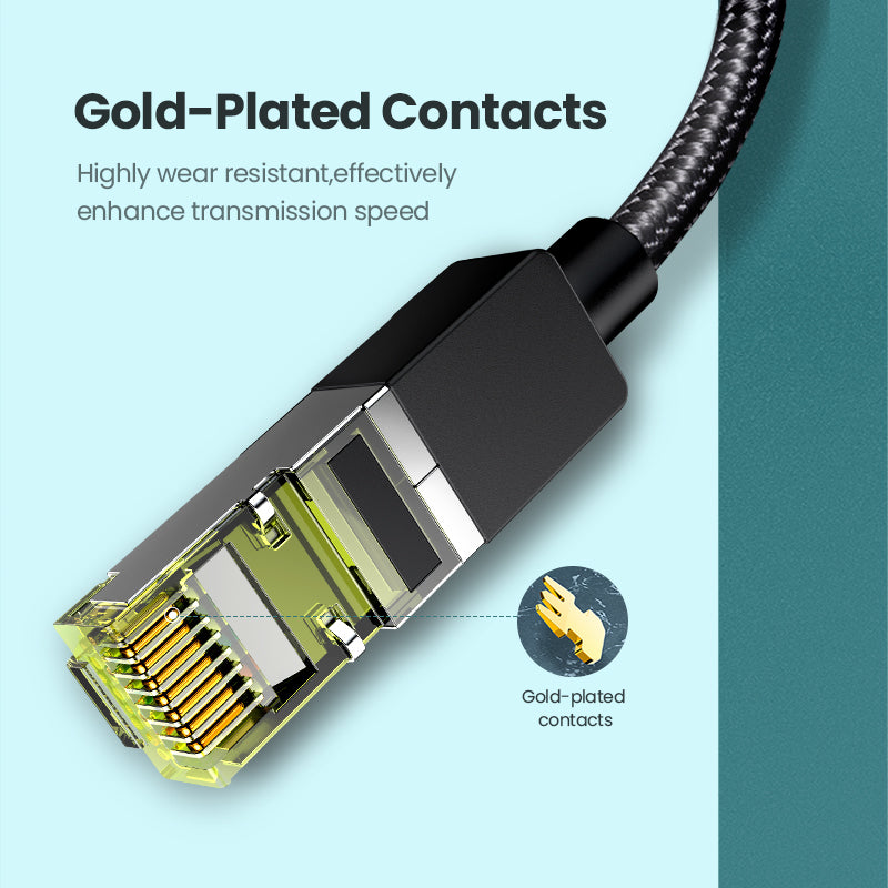 UGREEN 80421 CAT 7 10Gbps Cotton Braided Network Ethernet Cable Strong Nylon Braided Internet Wire CAT7 Lan Cable for Modem Laptops PS5 4 Router RJ45 Cable Pure Copper Ethernet Cable Ethernet