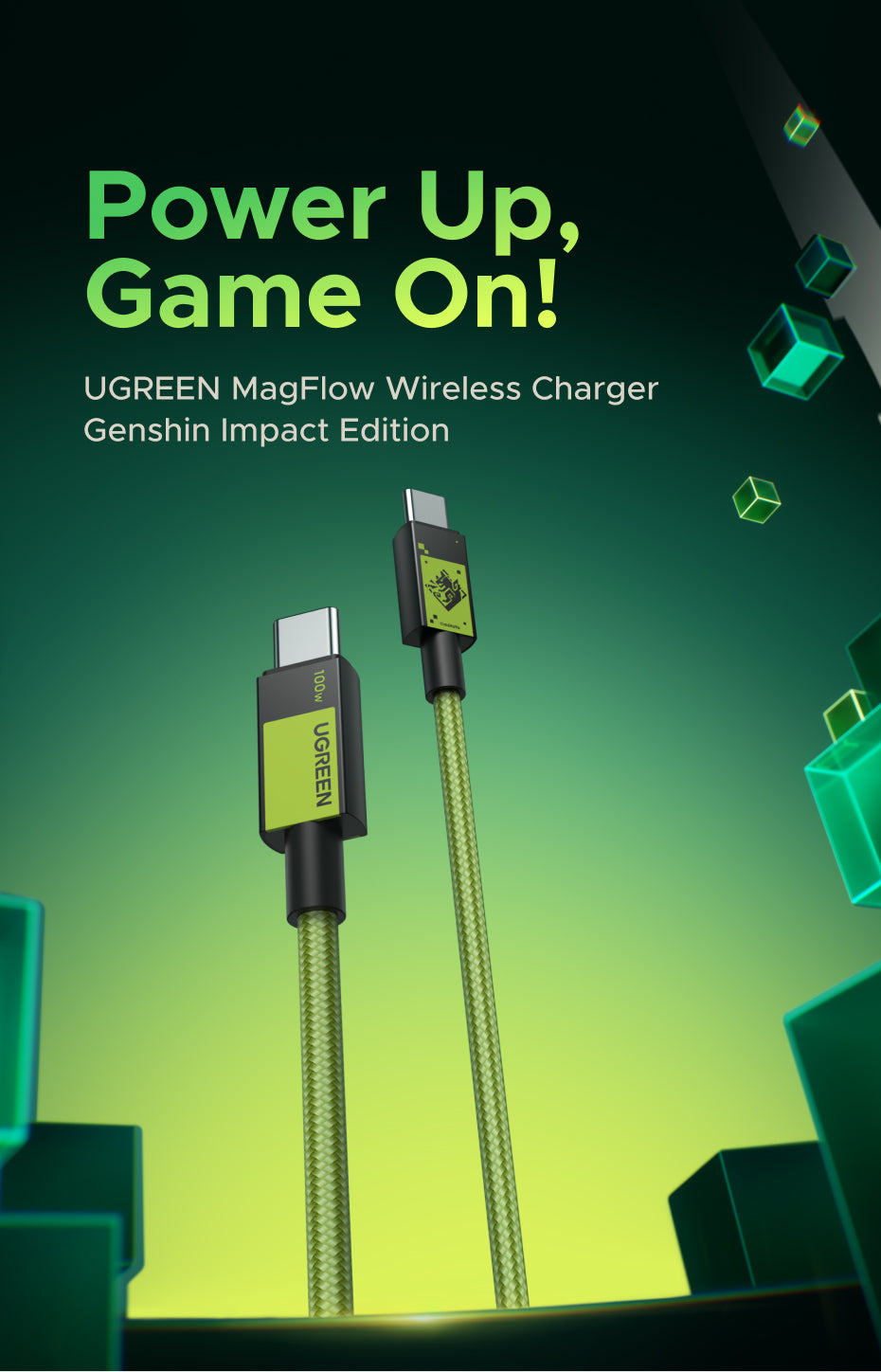 UGREEN Genshin Impact Edition 100W PD Cord Fast Charging Data Cable USB 3.0 Data Cable