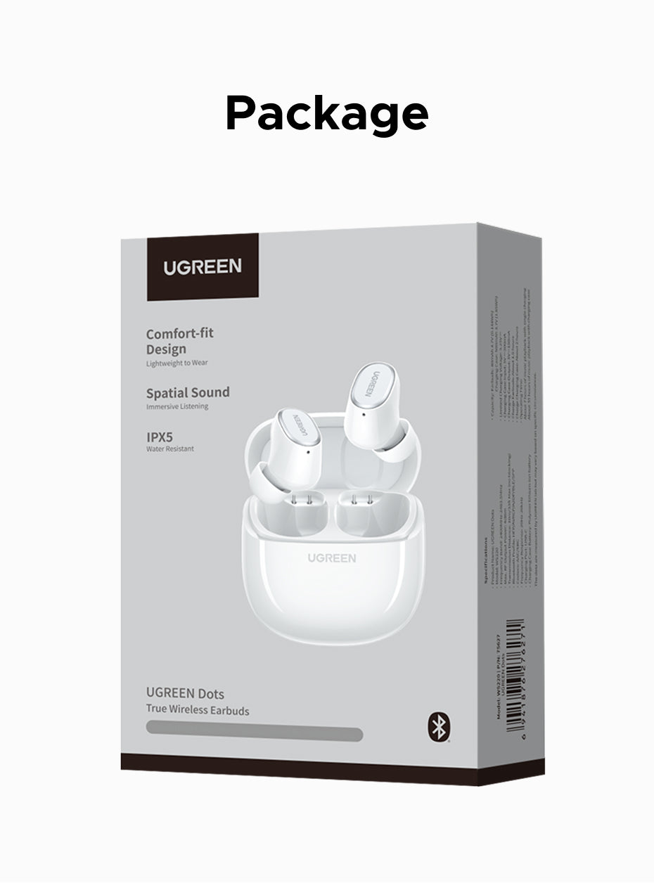 UGREEN Dots Earphone Bluetooth 6.0 AI Call Noise Cancellation 35H Play Time