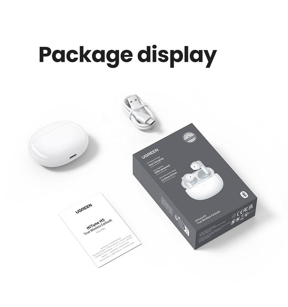 UGREEN 15612 Hitune H5 Bluetooth 5.3 Wireless Earphone 4-Mic for iPhone 15 Pro Max