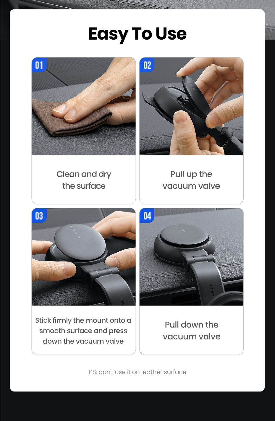UGREEN Phone Holder for Car Windscreen Mobile Dashboard Mount Gravity Suction Cup Sticky Cradle Long Arm Clamp for iPhone , Samsung Galaxy S22 ,Huawei , Xiaomi, Oneplus