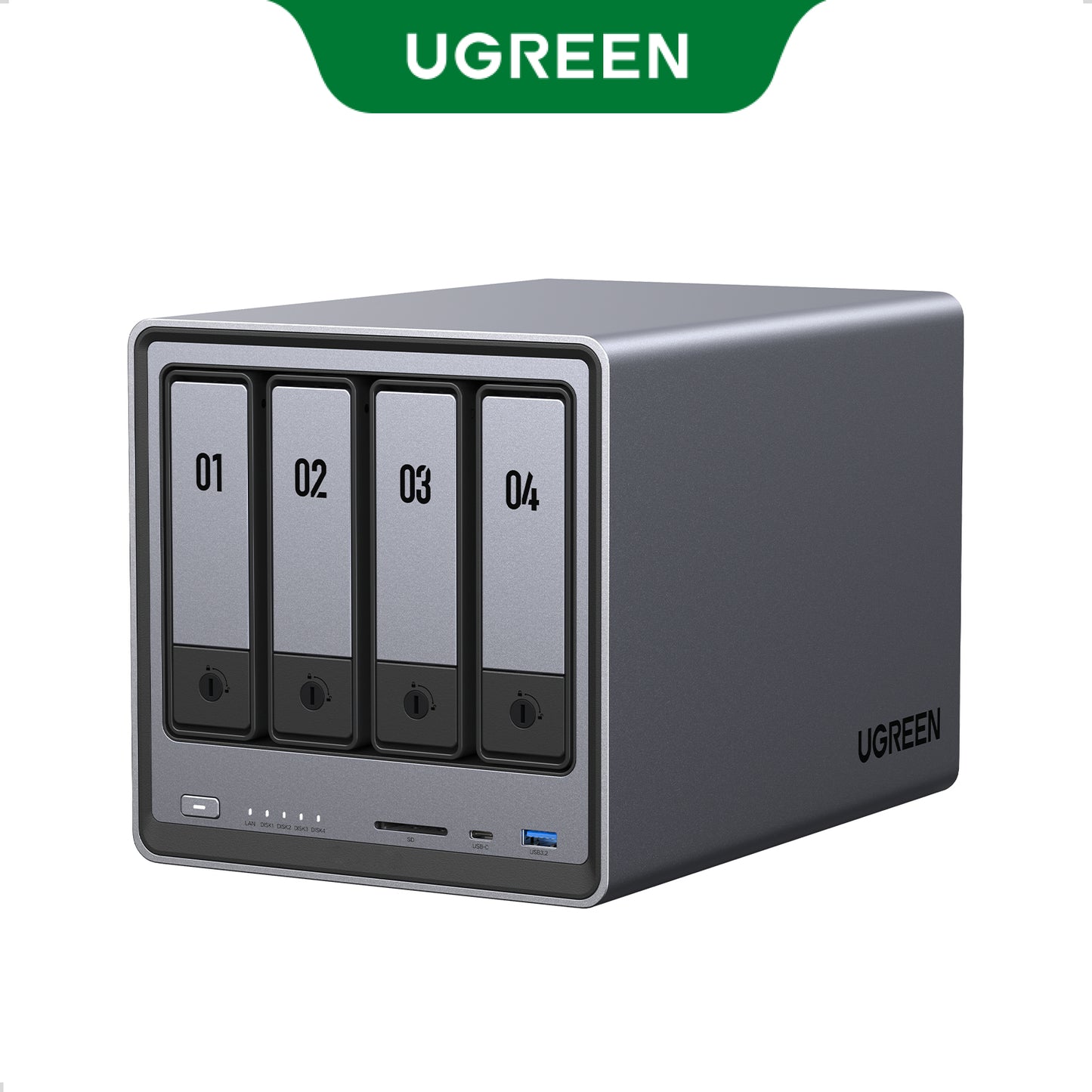 UGREEN NASync DXP4800 4-Bay Desktop NAS, Intel N100 Quad-core CPU, 8GB DDR5 RAM, 32G eMMC, 2 * 2.5GbE, 2 * M.2 NVMe Slots, 4K HDMI, Network Attached Storage (Diskless)