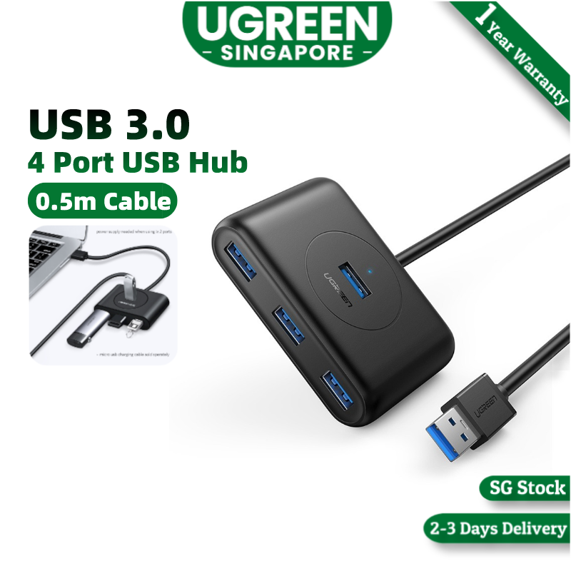 UGREEN USB 3.0 Hub 4-Port USB Hub High-Speed Portable USB Splitter for MacBook Air, Mac Mini, iMac Pro, Surface Pro, XPS, PC, Flash Drive, Mobile HDD