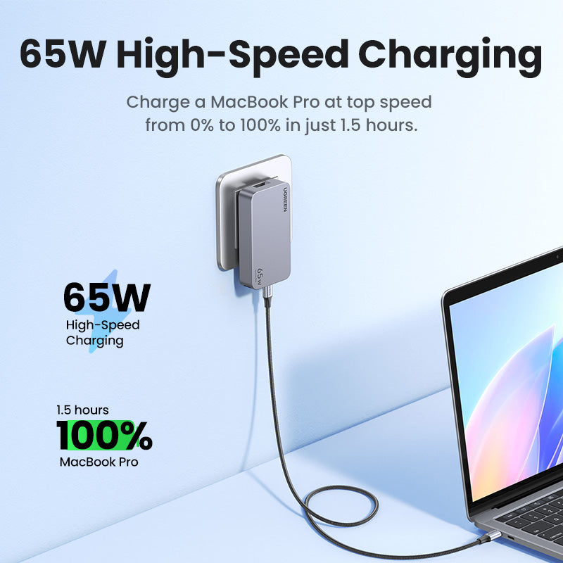 UGREEN Nexode Pro X753 65W 3-port Ultra-thin Fast Travel Charger Adapter GaN Charger for MacBook iPad iPhone 16 15 14 Pro Max Samsung S24 S23 Ultre Steam Deck