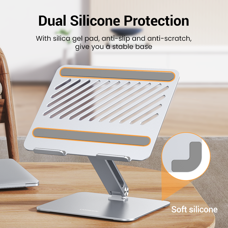 UGREEN Laptop Stand for Desk Adjustable Laptop Holder, Ergonomic Laptop Riser with Heat-Vent, Compatible with MacBook Pro Air Stand, Dell Chromebook, HP Notebook