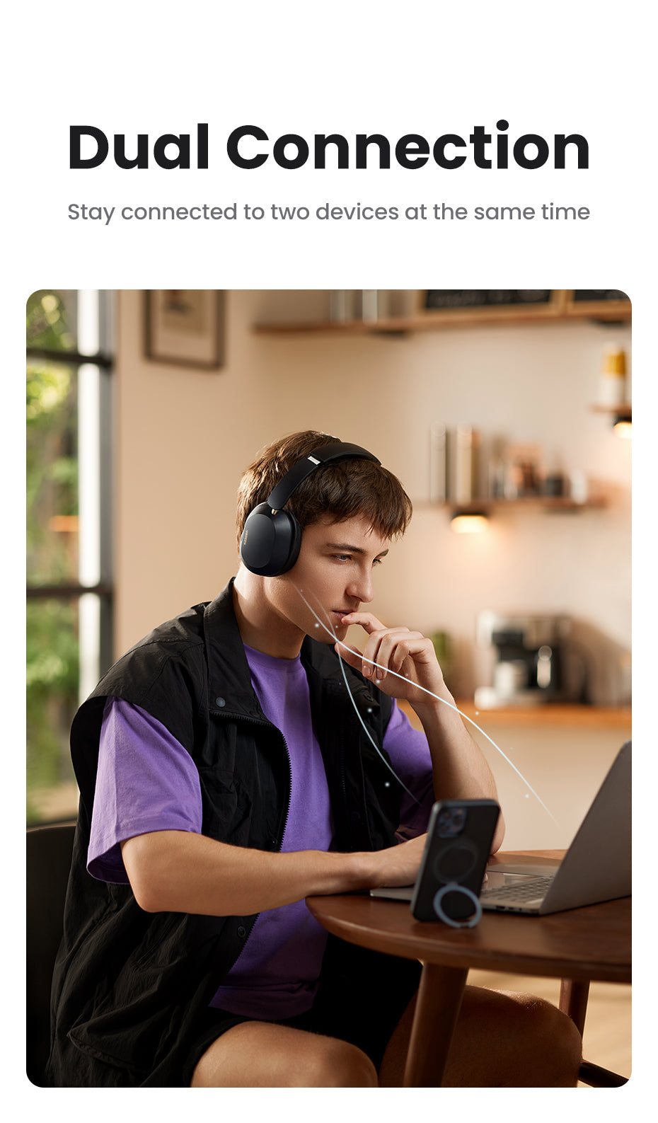 UGREEN Hi-Res Hitune Max5c ANC Wireless Bluetooth Earphones Over The Ear Noise Cancelling Headphone