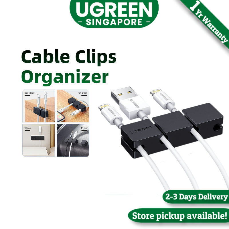 UGREEN Cable Clips Organizer Silicone USB Cable Winder Flexible Cable Management Clips Cable Holder For Mouse Headphone Earphone For Desk Car Wall Cable Fixer Organizer