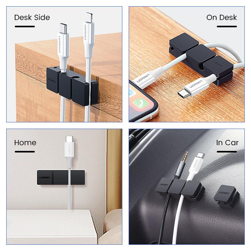 UGREEN Cable Clips Organizer Silicone USB Cable Winder Flexible Cable Management Clips Cable Holder For Mouse Headphone Earphone For Desk Car Wall Cable Fixer Organizer