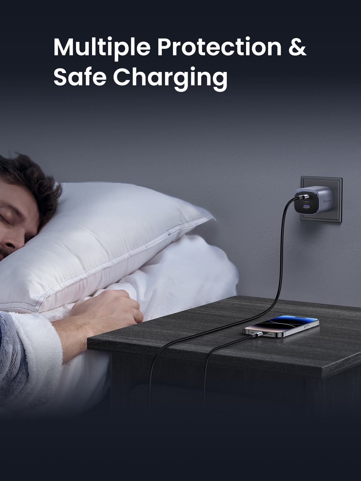 UGREEN 65W USB-C Foldable GaN Charger, 3-Port PD 3.0 Fast Charging Adapter for MacBook Pro, Dell XPS, iPhone 16 Pro Max, iPad Air/Pro, Galaxy S24 Ultra, Steam Deck, Switch, Foldable & Compact Travel Charger with Smart Power Distribution Safety Protection