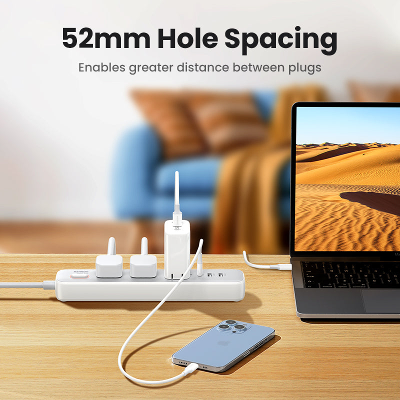 UGREEN 30W Extension Socket 6 IN 1 Fast Charger UK Plug with 3 AC Outlets, 2 USB-APorts, 1 USB-C Ports for iPhone 15 14 Pro Max iPhone 15 Plus/iPhone 12 Pro Max, Pixel, Samsung Galaxy S24/S23/S22, iPad Mini/Pro