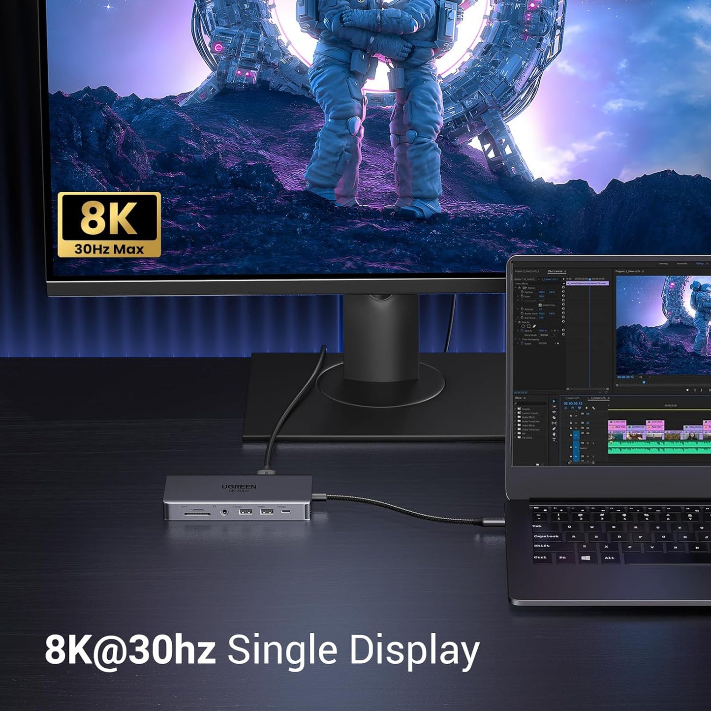 UGREEN Revodok Pro 11 in 1 USB C Hub Dual Display Docking Station with Dual HDMI 4K60Hz Single 8K30Hz 10 Gbps Data Port 100W PD 1000mbps Ethernet, SD/TF Card Reader for Dell Thinkpad Macbook