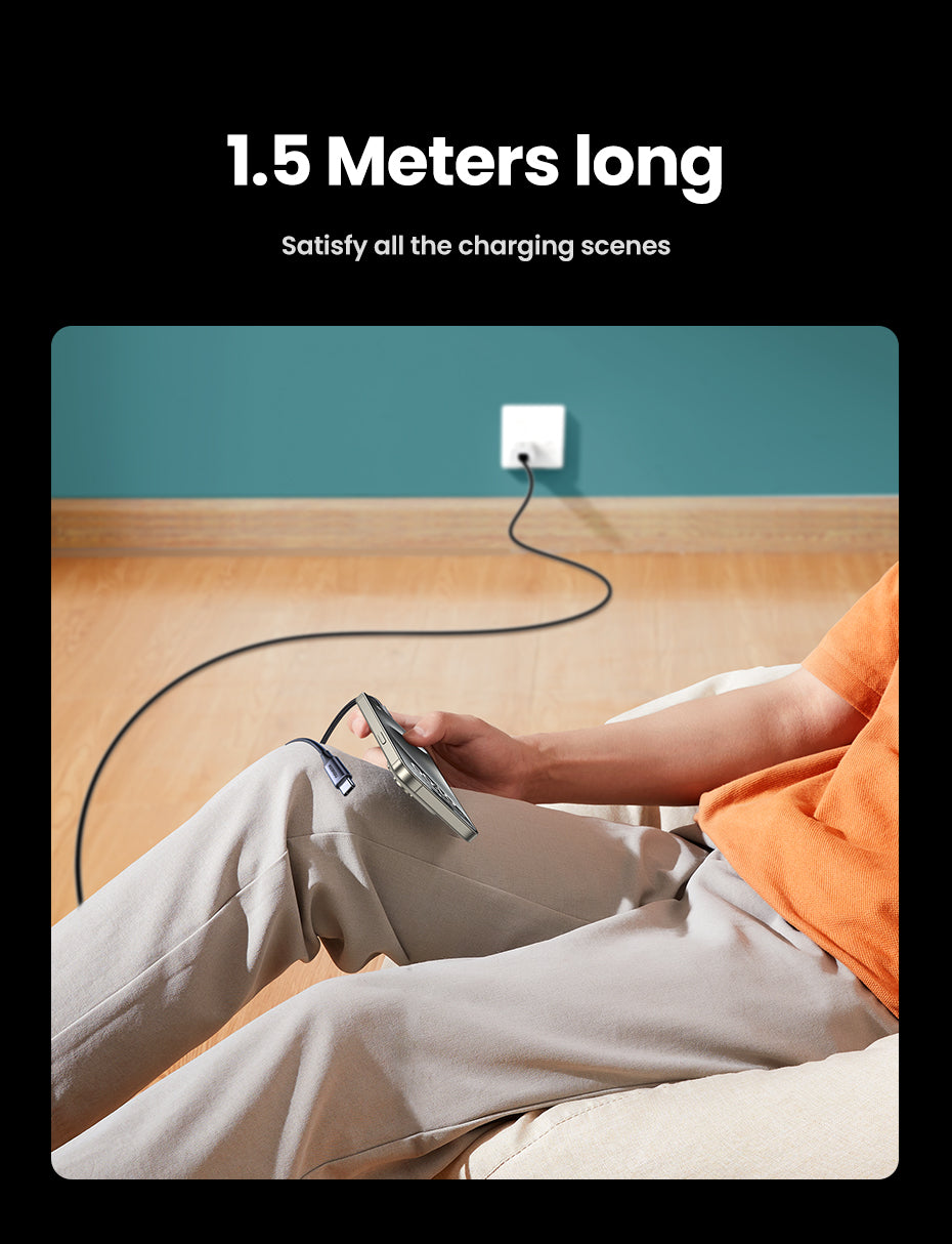 UGREEN 1.5M 100W Type C 2-in-1 Fast Charging Cable E-Marker for iPhone 15 Series Samsung S24 S23 Ultra iPad Pro Macbook Switch