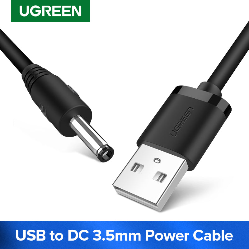 UGREEN 1M USB to DC 3.5mm Power Cable USB A Male to 3.5 Jack Connector 5V Power Supply Charger Adapter for HUB USB Fan Power Cable-1M