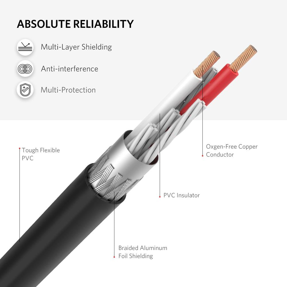 UGREEN 10547 3.5mm Male to 2RCA Female Jack Stereo AUX Audio Cable Y Adapter for iPhone MP3 Tablet Computer Speaker 3.5 RCA Jack Cable 0.25m
