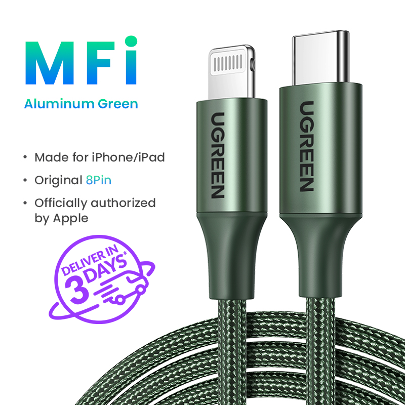 UGREEN MFI PD 20W Charger USB C Type-C to Lightning Cable Nylon Braided Fast Charger Data Sync