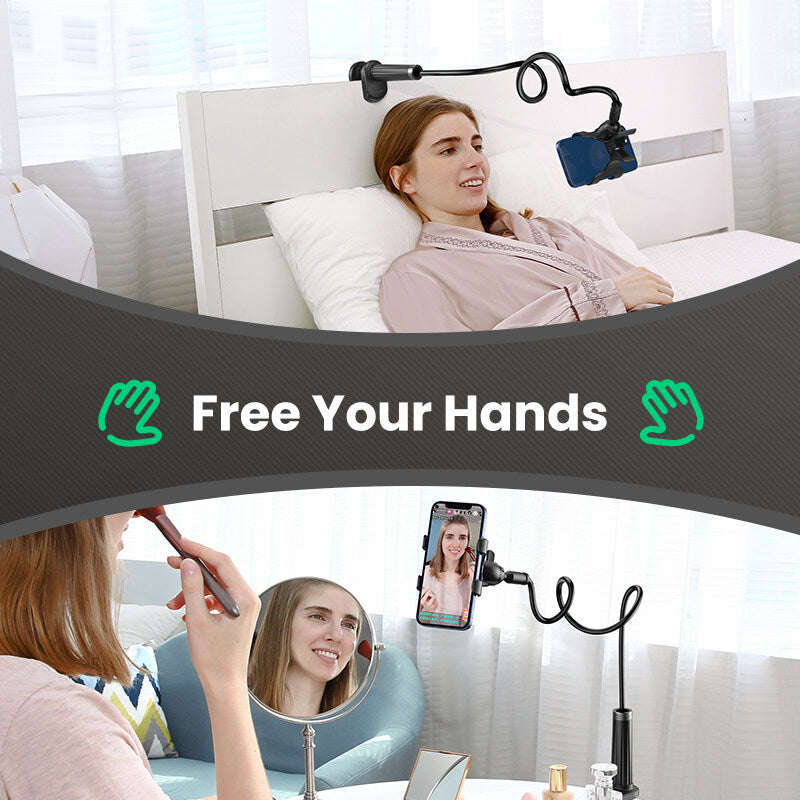 UGREEN Mobile Phone Holder for OPPO, VIVO, SAMSUNG, Realme, Huawei, Xiaomi, Redmi Arm Lazy Mobile Phone Goosneck Stand Holder for iPhone 8/X Flexible Bed Desk Table Clip Bracket for Smartphone