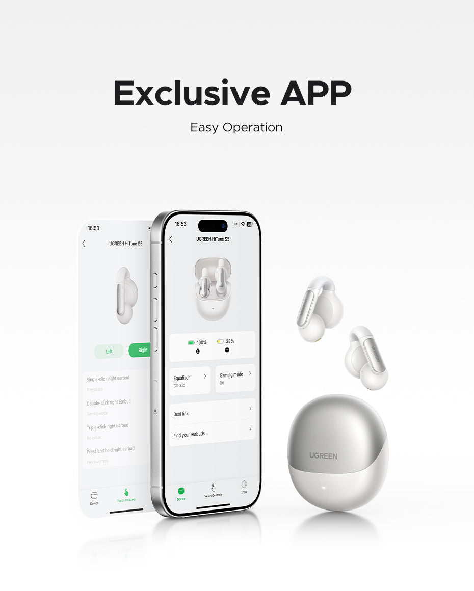 UGREEN ClipBuds S5 Bluetooth 5.4 Wireless Earphone for iPhone 16 15 Pro Max Samsung S24 S23 Ultra