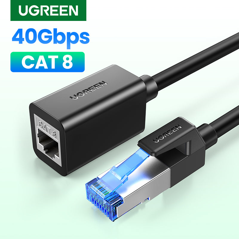 UGREEN Ethernet Extender Cable Cat 8 Extension Network Cable 40Gbps 2000MHz RJ45 Network Patch Cord Double Shielding Male to Female Connector Compatible for Router PC Laptop Modem