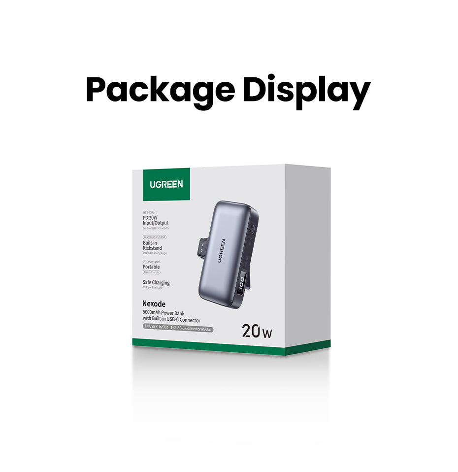 UGREEN 5000mAh Powerbank Portable Charger 22.5W Built-In USB-C Power Bank with LED Display PD USB C Mini Power Bank Fast Charging Battery Powerbank Compatible Android iPhone Samsung Huawei Honor Xiaomi