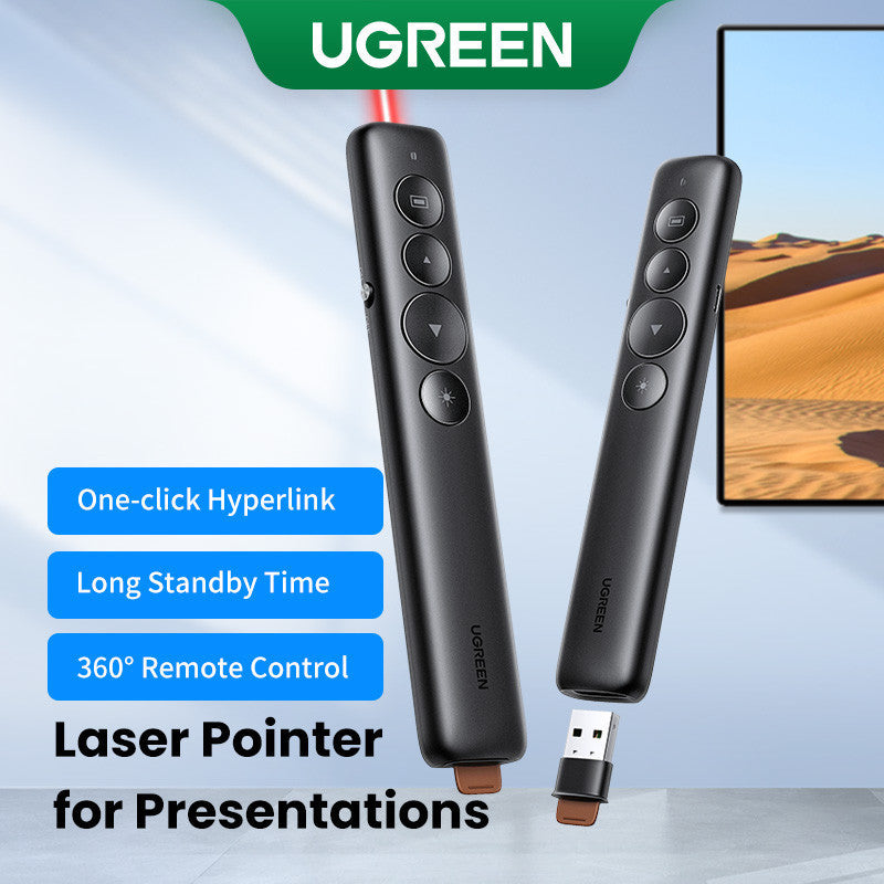 UGREEN Wireless Presenter Presentation Remote Clicker Laser Pointer 2.4GHz USB Powerpoint PPT Pen for Office Mac Window