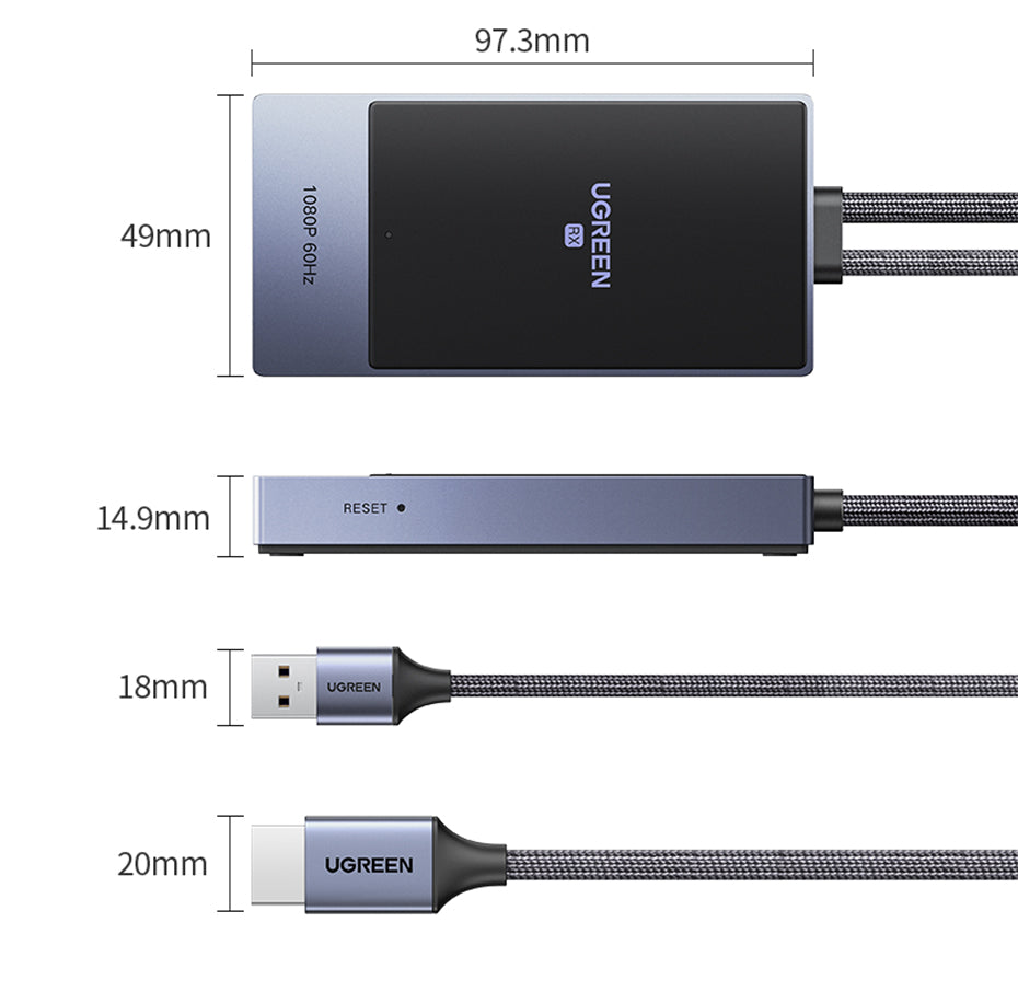 UGREEN 35031A 5G Wireless 1080P HDMI Extender 30 Meters Long Distance Transmission Video Transmitter & Receiver Kit 5G Transmits Point to Point Connection Model: 35031A