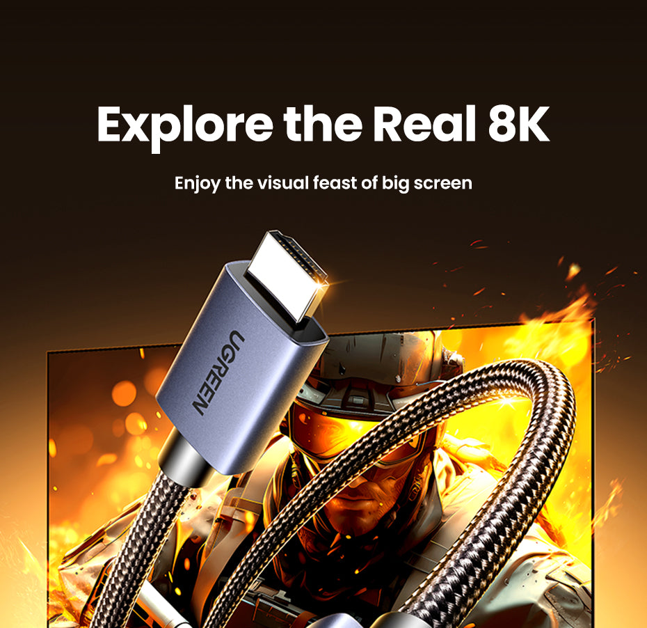 UGREEN 25910 HDMI 2.1 HDMI Cable 8K 48Gbps Ultra High Speed Cord 4K240Hz/8K60Hz Support Dynamic HDR eARC Dolby Atmos HDCP Compatible