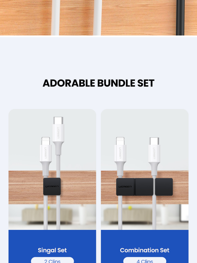 UGREEN Cable Clips Organizer Silicone USB Cable Winder Flexible Cable Management Clips Cable Holder For Mouse Headphone Earphone For Desk Car Wall Cable Fixer Organizer