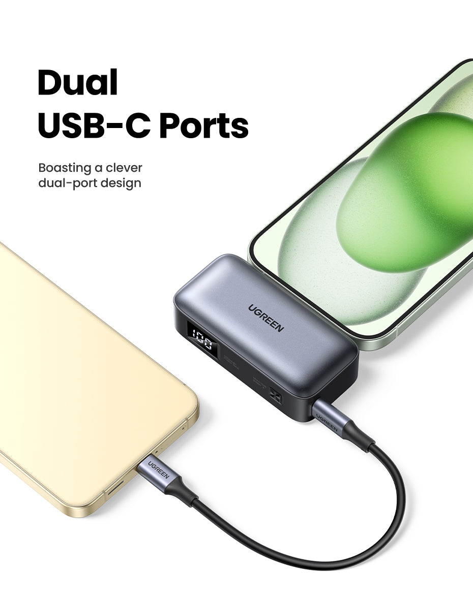 UGREEN 5000mAh Powerbank Portable Charger 22.5W Built-In USB-C Power Bank with LED Display PD USB C Mini Power Bank Fast Charging Battery Powerbank Compatible Android iPhone Samsung Huawei Honor Xiaomi