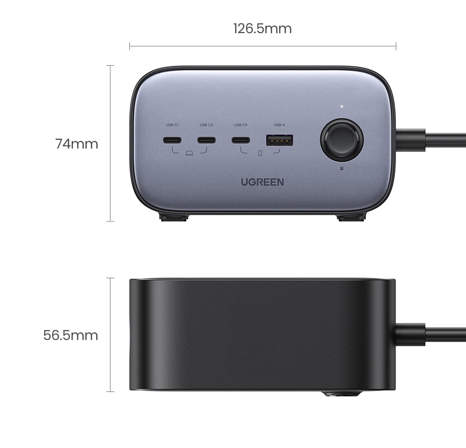 UGREEN 60168 100W GaN Power Socket, 1.8M Cable DigiNest Pro USB C Charging Station, 6-in-1 Power Strip with 2 AC Outlets, 4 USB Ports, Extension Cord Outlet Extender
