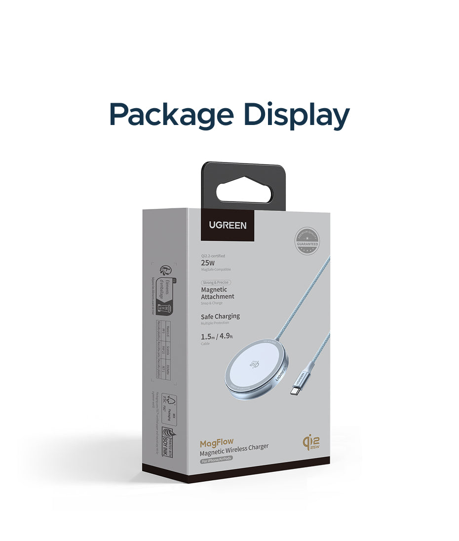 UGREEN Qi2 25W Magflow Magnetic Wireless Charger 25W for iPhone 17 Pro Max iPhone 17 Pro iPhone 17 Air iPhone 17 16 Google Pixel Qi2.2 Version