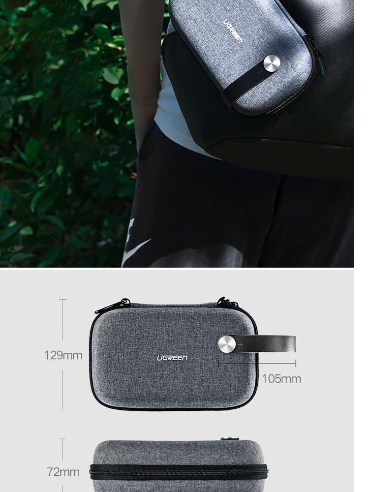 UGREEN 50903 Multi-function Travel Case Gadget Bag Waterproof Accessories Organiser Case Travel Storage Bag Grey
