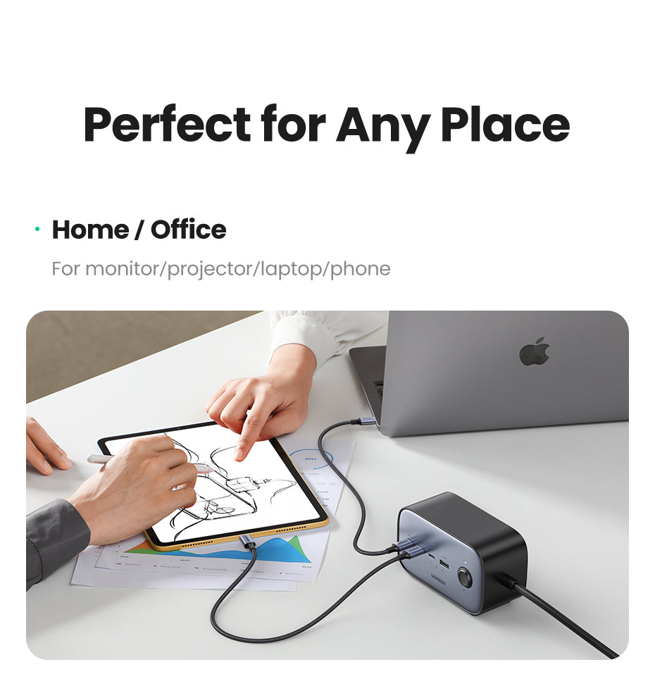 UGREEN 60168 100W GaN Power Socket, 1.8M Cable DigiNest Pro USB C Charging Station, 6-in-1 Power Strip with 2 AC Outlets, 4 USB Ports, Extension Cord Outlet Extender