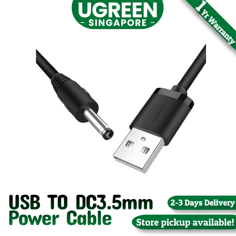 UGREEN 1M USB to DC 3.5mm Power Cable USB A Male to 3.5 Jack Connector 5V Power Supply Charger Adapter for HUB USB Fan Power Cable-1M