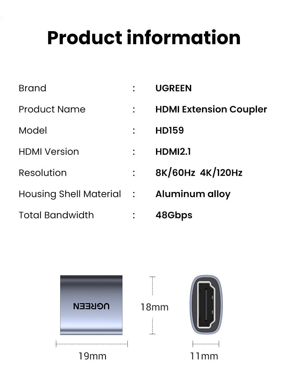 UGREEN HDMI Coupler 8K HDMI Adapter Female to Female HDMI Connector Support 3D 8K 4K 1080P HDMI Extender HDMI Extension for HDTV Roku TV stick Chromecast, Nintendo Switch Xbox One PlayStation 4 PS 3, Laptop PC