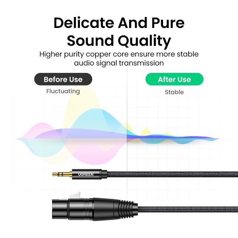 UGREEN 3.5mm to XLR Microphone Audio HiFi Cable XLR Female to Mini Jack Aux Mic Cord for Camcorders DSLR Cameras Compute