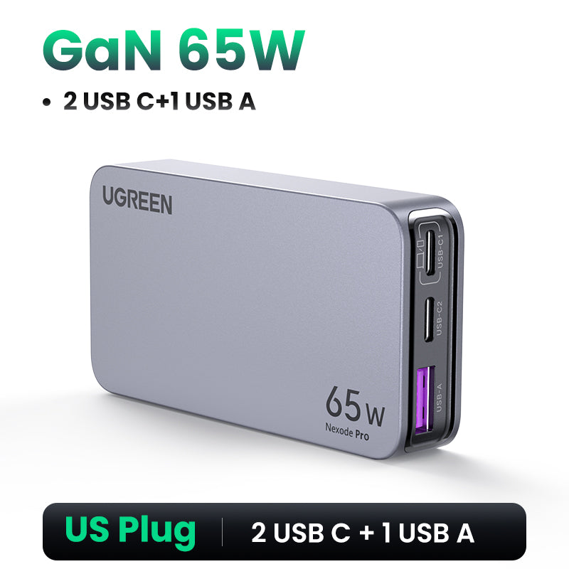 UGREEN Nexode Pro X753 65W 3-port Ultra-thin Fast Travel Charger Adapter GaN Charger for MacBook iPad iPhone 16 15 14 Pro Max Samsung S24 S23 Ultre Steam Deck