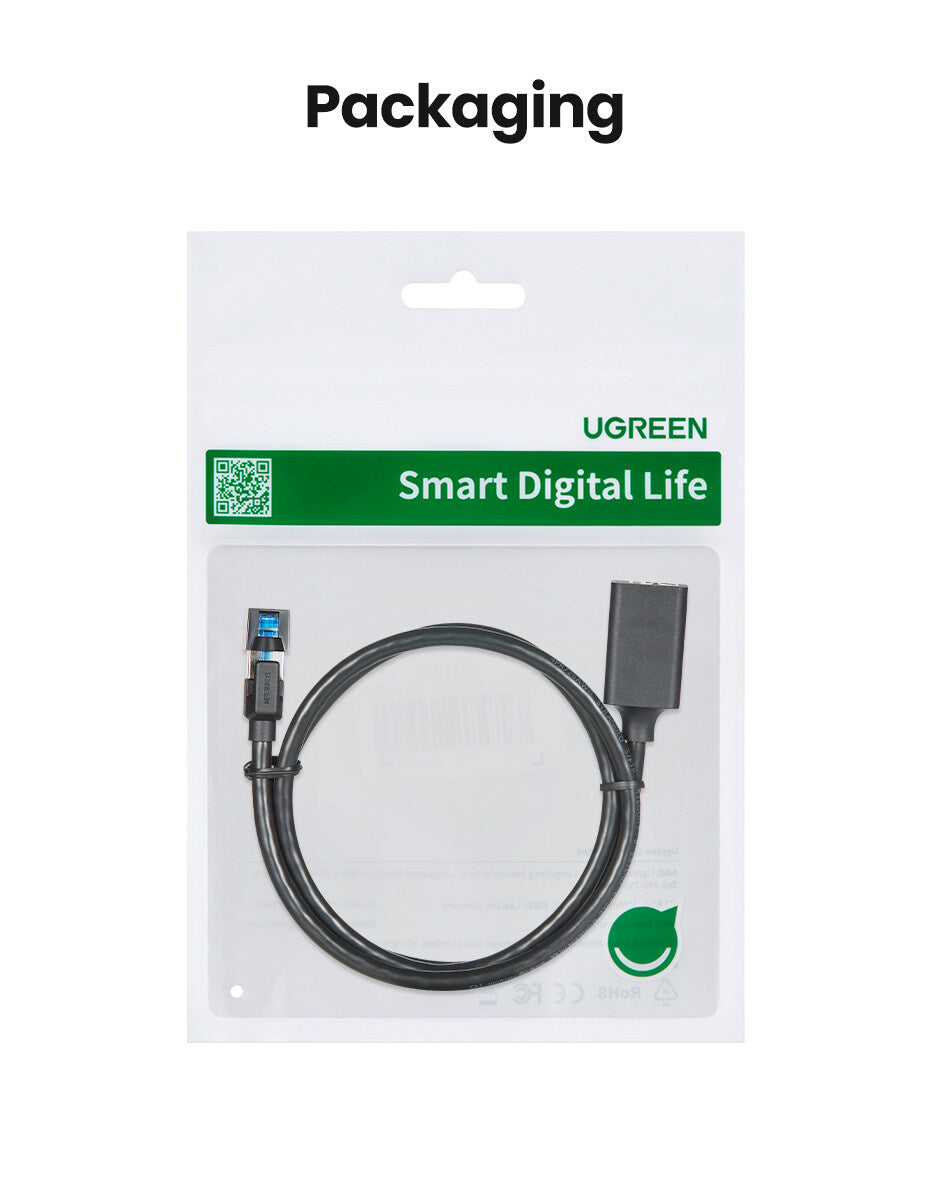 UGREEN Ethernet Extender Cable Cat 8 Extension Network Cable 40Gbps 2000MHz RJ45 Network Patch Cord Double Shielding Male to Female Connector