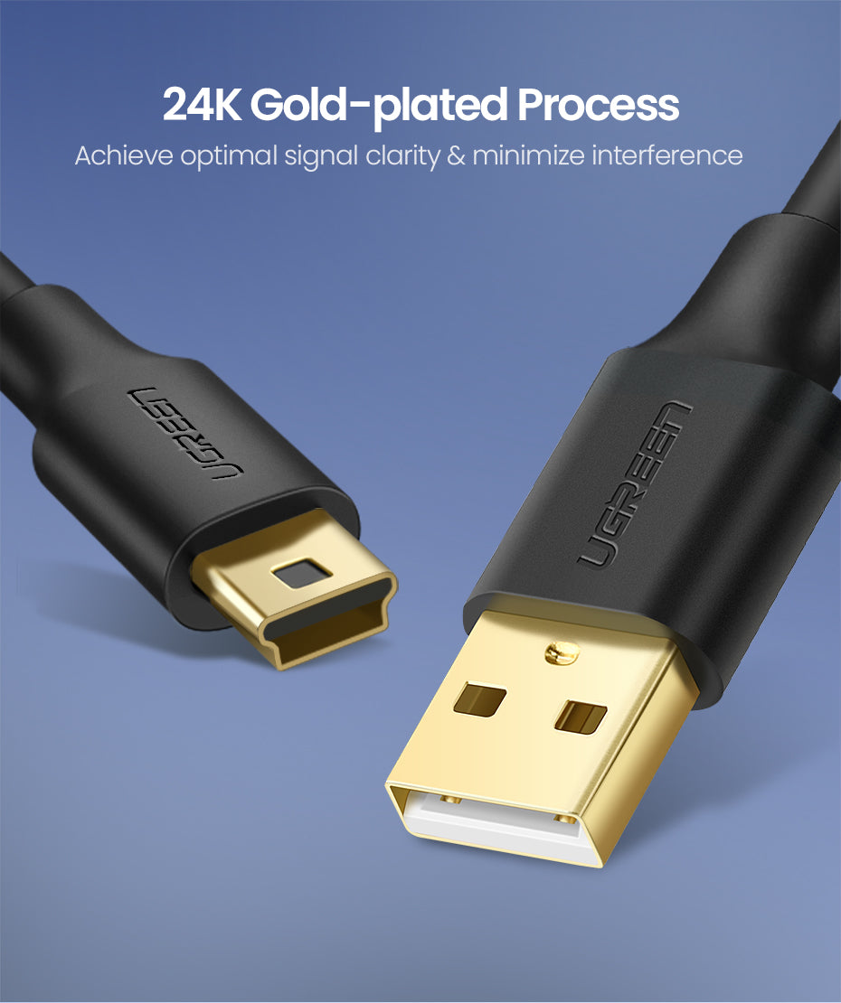UGREEN USB 2.0 A Male to 5-Pin Mini B Fast Data Charger Cable for MP3 MP4 Players Tablets GPS Digital Camera HDD Dash Cam