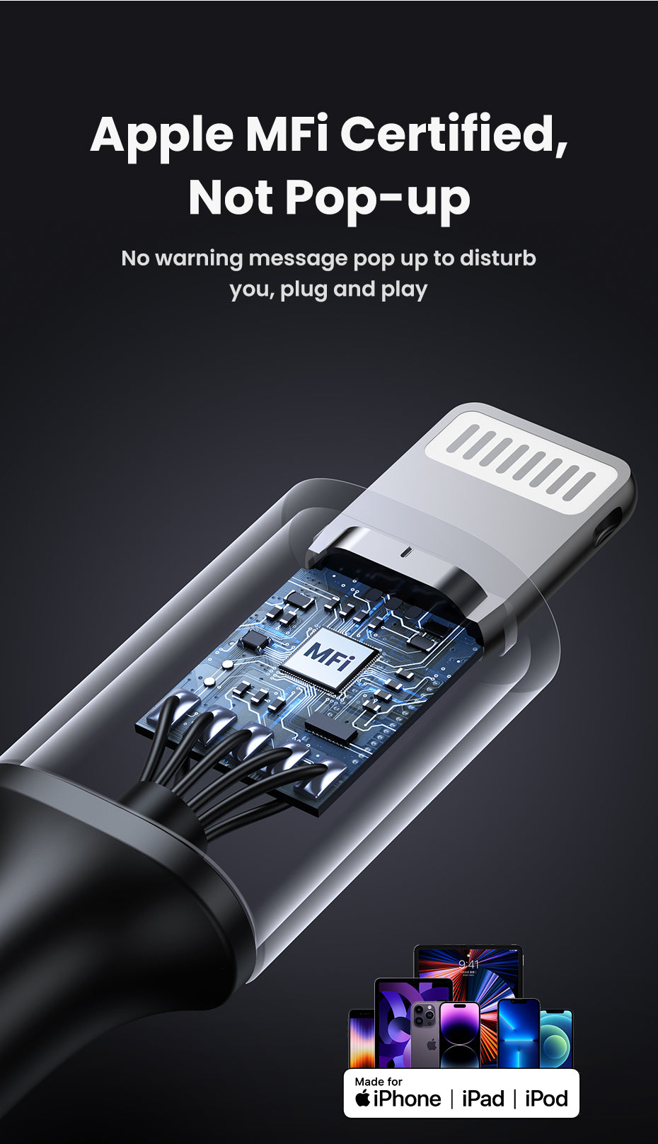 UGREEN MFI PD 20W Charger USB C Type-C to Lightning Cable Nylon Braided Fast Charger Data Sync
