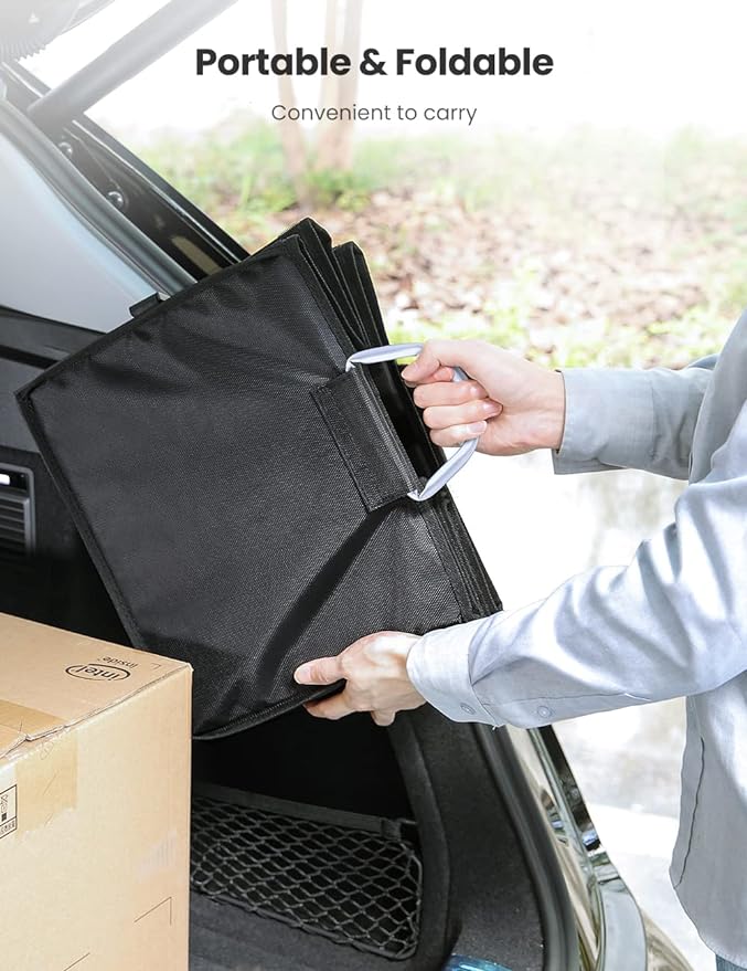 UGREEN Car Boot Organizer, 55L Waterproof Foldable Storage Tidy Box Trunk Organizer Bag with Lid Cover Oxford Fabric 1680D for Boot Maintenance, Shopping Bags, Bottles, Hiking Shoes, Camping Stuff