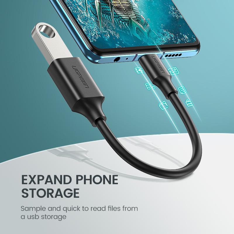 UGREEN 0.15m USB C to USB Adapter OTG Cable Type C Male to Type A Female Adaptor USB-C to USB 3.0 Converter Compatible with Thunderbolt 3 MacBook, iMac, iPad, iPhone 15