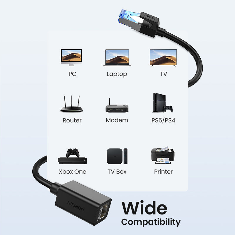 UGREEN Ethernet Extender Cable Cat 8 Extension Network Cable 40Gbps 2000MHz RJ45 Network Patch Cord Double Shielding Male to Female Connector Compatible for Router PC Laptop Modem