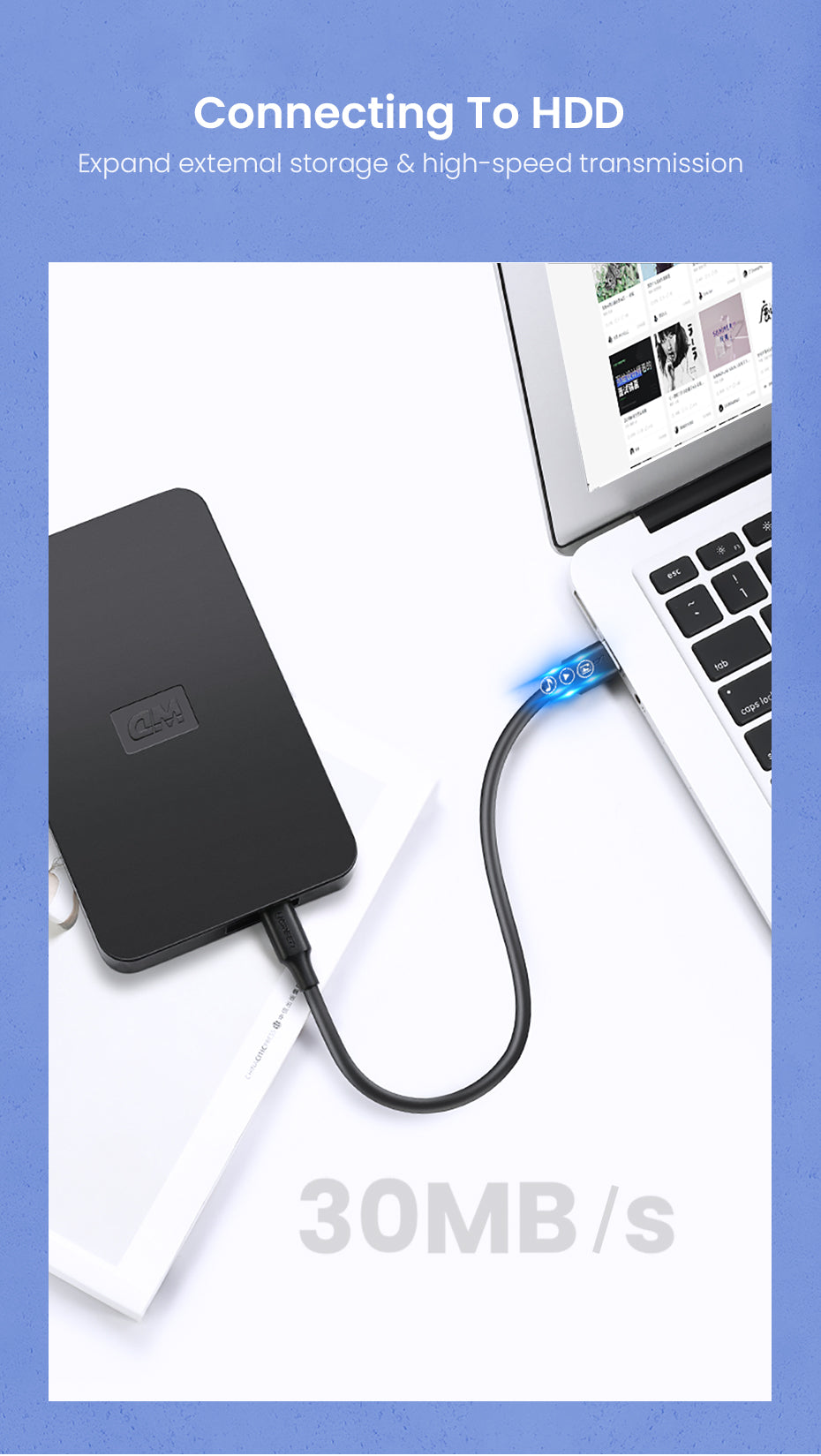 UGREEN USB 2.0 A Male to 5-Pin Mini B Fast Data Charger Cable for MP3 MP4 Players Tablets GPS Digital Camera HDD Dash Cam