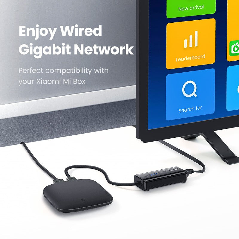 UGREEN 20265 Ethernet Adapter USB Gigabit 1000mbps Network Adapter with USB 3.0 Hub 3 Ports