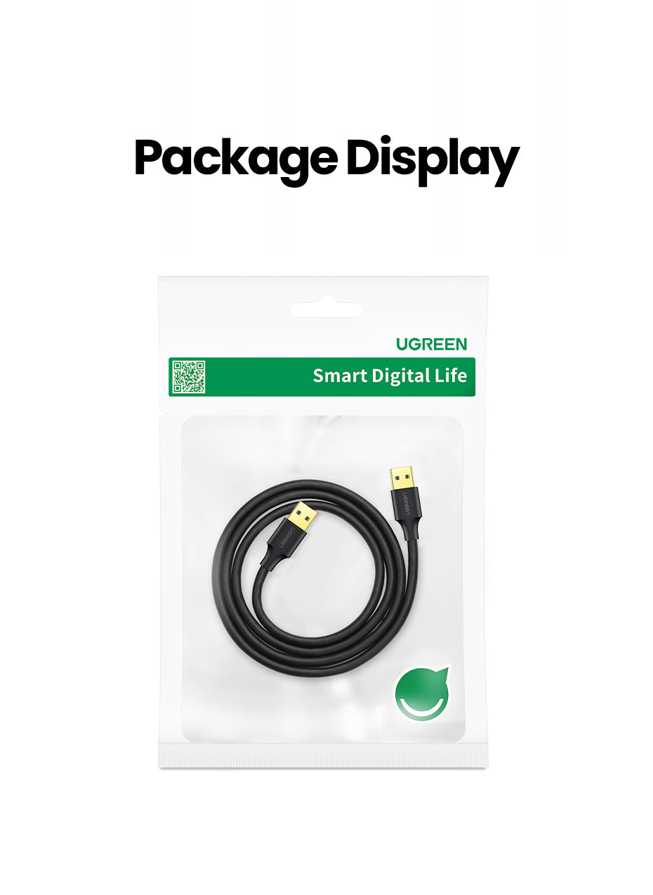 UGREEN 10371 Data Transfer USB 3.0 Type A Male to Male Super Speed Transfer Cable for External Hard Drive, DVD, Laptop Cooler and Blu-ray Disc Player