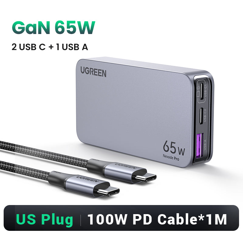 UGREEN Nexode Pro X753 65W 3-port Ultra-thin Fast Travel Charger Adapter GaN Charger for MacBook iPad iPhone 16 15 14 Pro Max Samsung S24 S23 Ultre Steam Deck