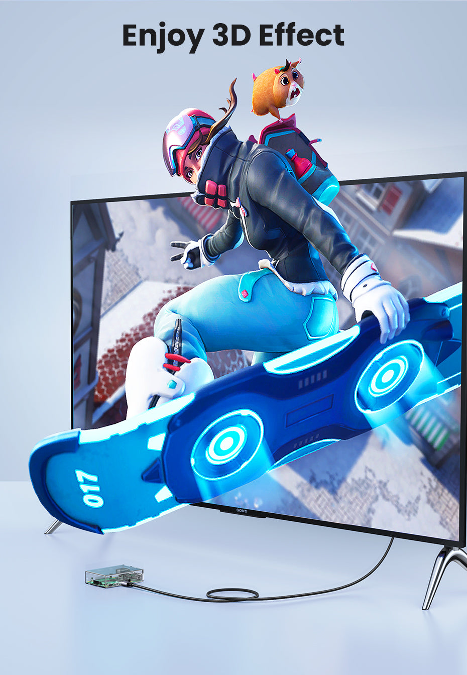UGREEN 15514 8K 60Hz Mini HDMI to HDMI Ethernet Cable supports 3D and 8K60Hz Resolution