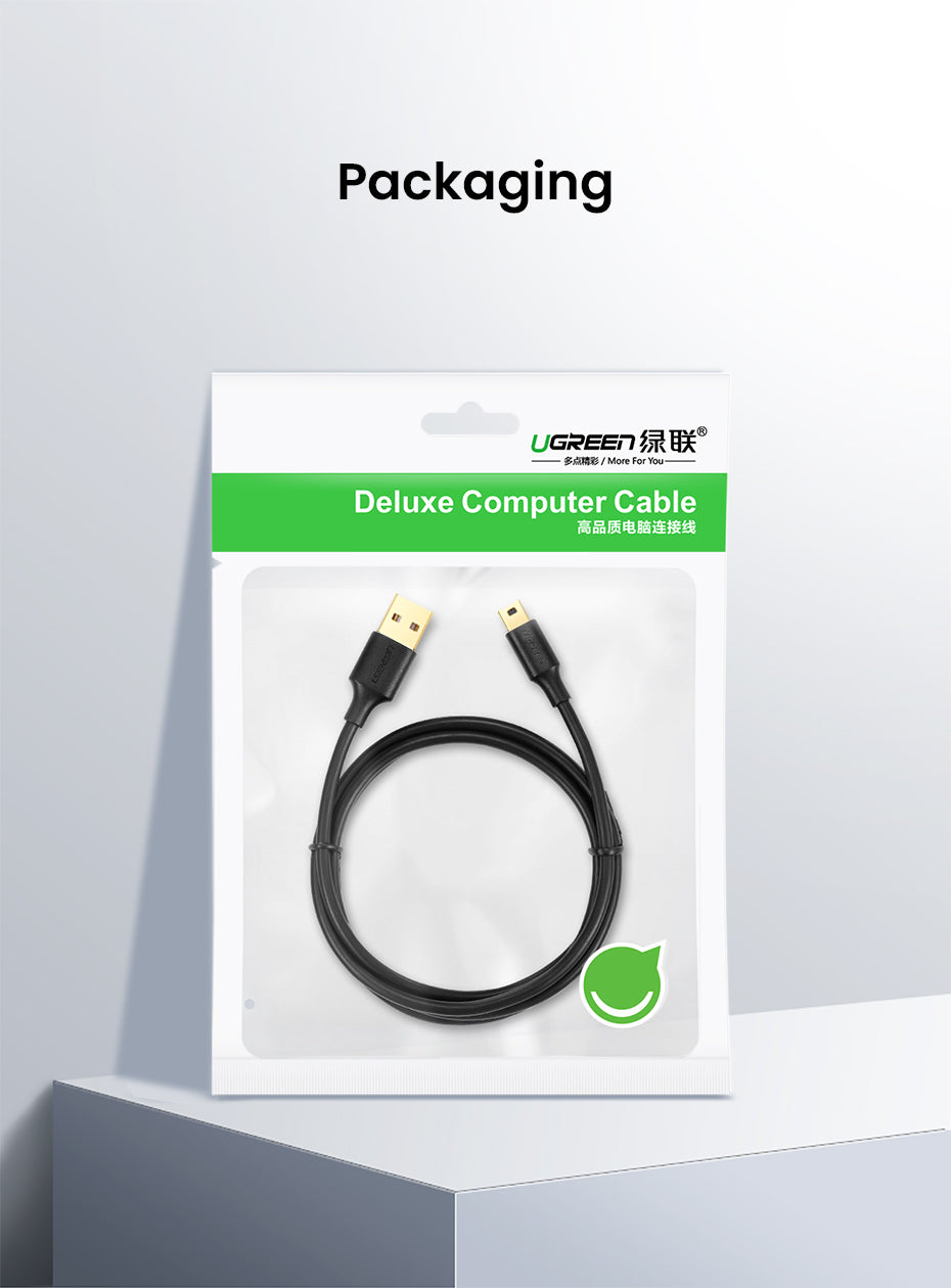 UGREEN USB 2.0 A Male to 5-Pin Mini B Fast Data Charger Cable for MP3 MP4 Players Tablets GPS Digital Camera HDD Dash Cam
