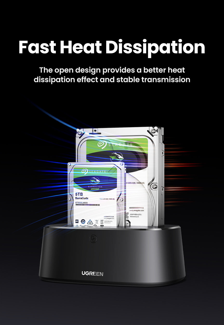 UGREEN Hard Drive Docking Station USB 3.0 to SATA Adapter External UASP Enclosure Hard Disk Caddy Reader 2-Bay Cloning Kit For 2.5/3.5 SATA HDD SSD,Windows,Mac OS,Linux,PS4,Xbox One