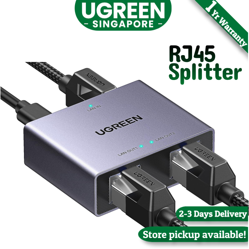 UGREEN 1000Mbps Gigabit Ethernet Splitter 1 to 2 Ports with USB Power Cable, High-Speed Internet Splitter for PC/Laptop/PS5/Xbox/Tv, 3FT Connector, Plug and Play